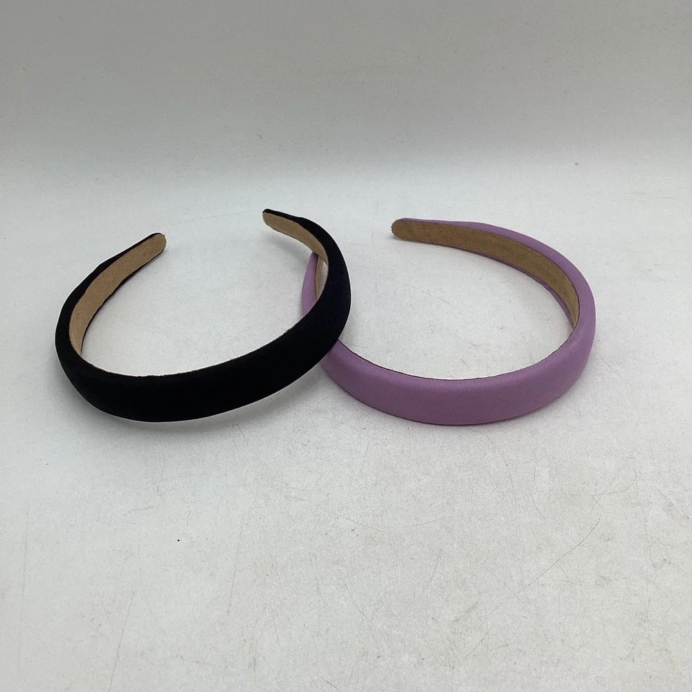 Padded Headband Set Black and Lavender Purple Fabric Hair Accessories 2 Pack
